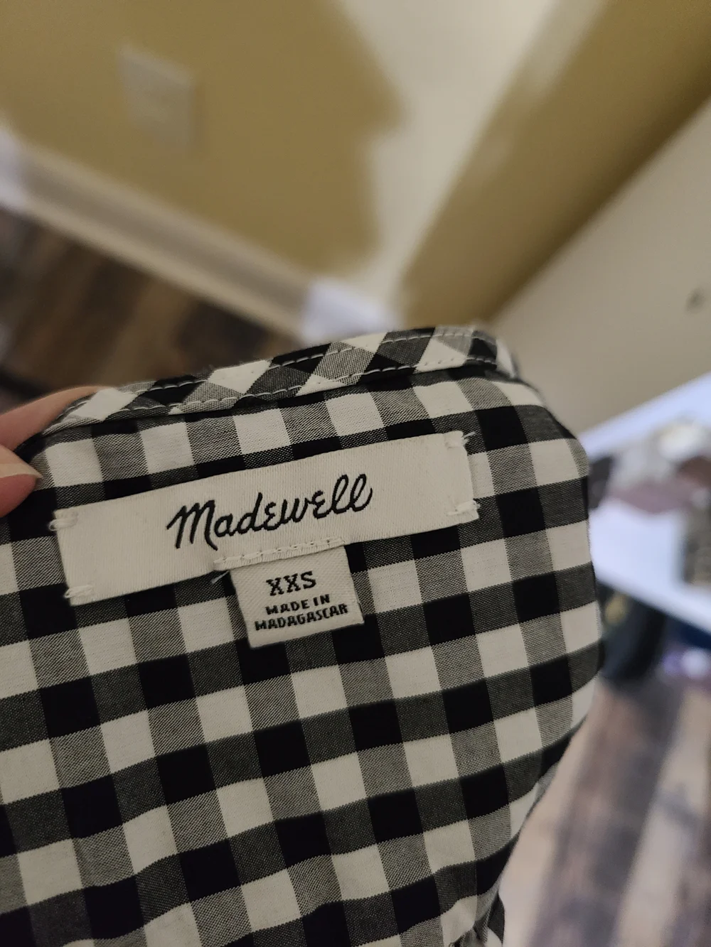Madewell Black & White Gingham Wrap-Style Women’s Top Xxs